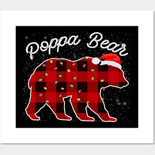 Poppa Bear Santa Christmas Pajama Red Plaid Buffalo Family Funny Posters and Art